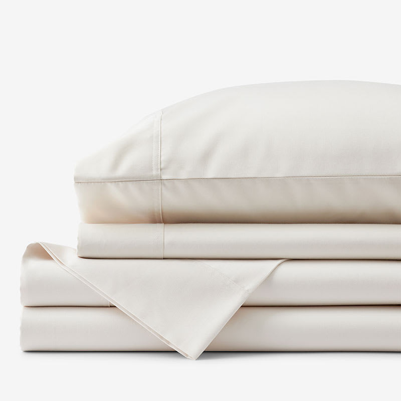 Premium Smooth Supima® Cotton Wrinkle-Free Sateen Bed Sheet Set - Ivory, Twin XL | The Company Store
