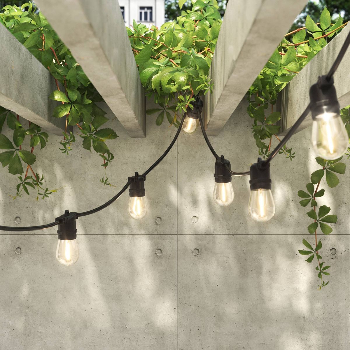 10ct LED Non-Drop Indoor Outdoor Café String Lights Clear Bulbs with Black Wire - Threshold™ | Target