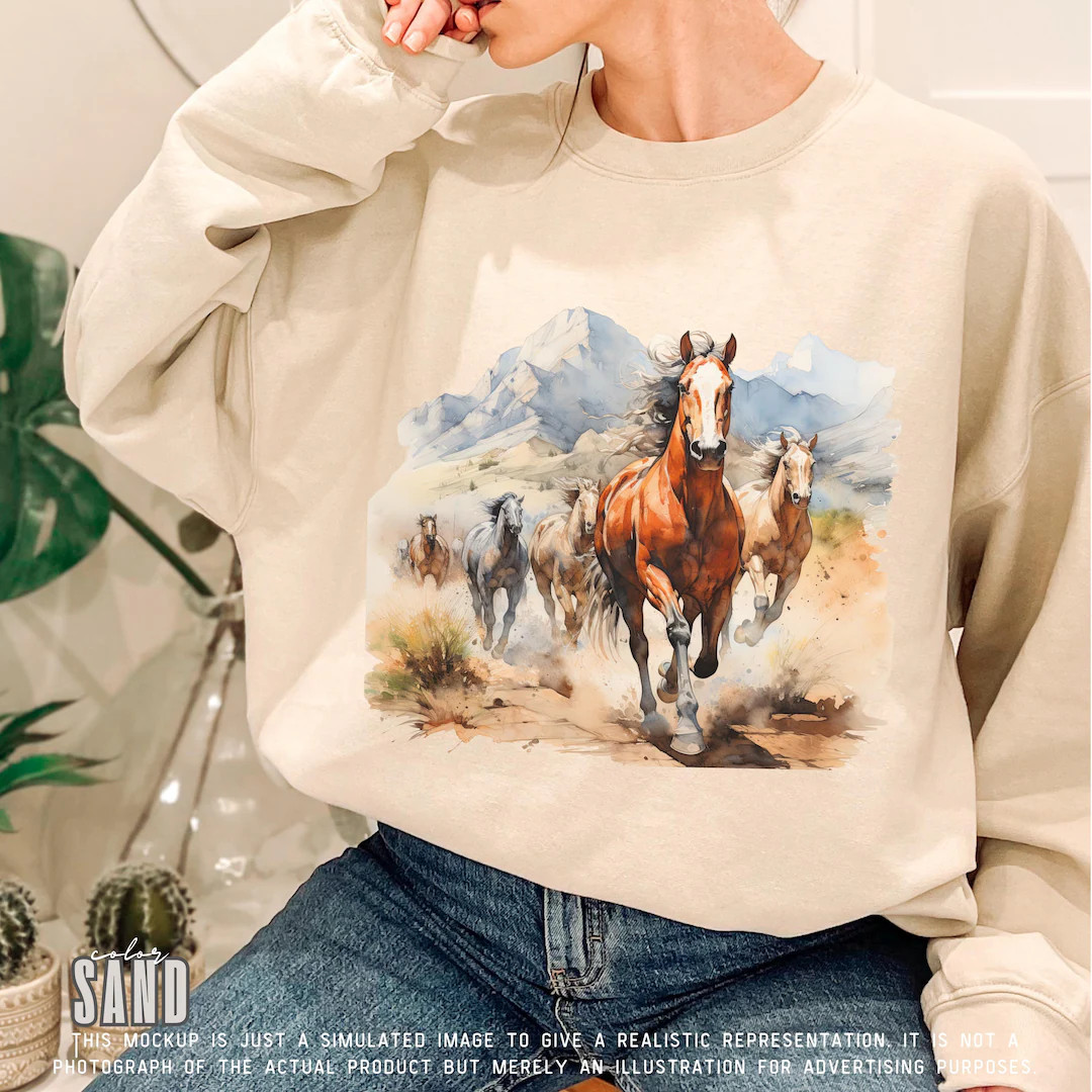 Retro Wild Horses Desert Sweatshirt, Youth Sweatshirt - 90's Vintage Horse Lover Gift Outfit - Bo... | Etsy (US)