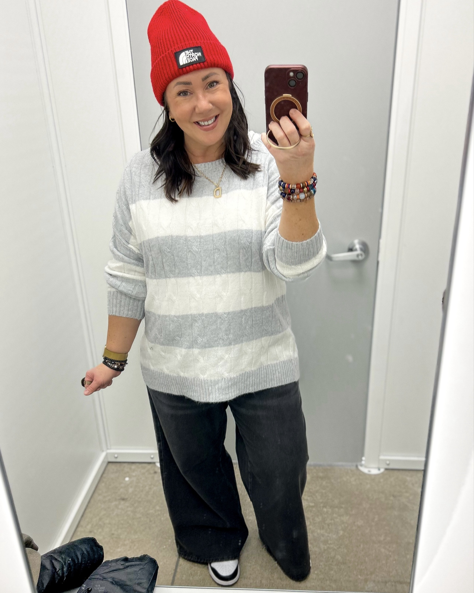 What I tried on @walmart! XL sweaters. Large pullover. XL flare leggings. Size large @target jeans. @nike dunks run true to size. XL @gap layering tee. 

#LTKOver40 #LTKFindsUnder50 #LTKMidsize