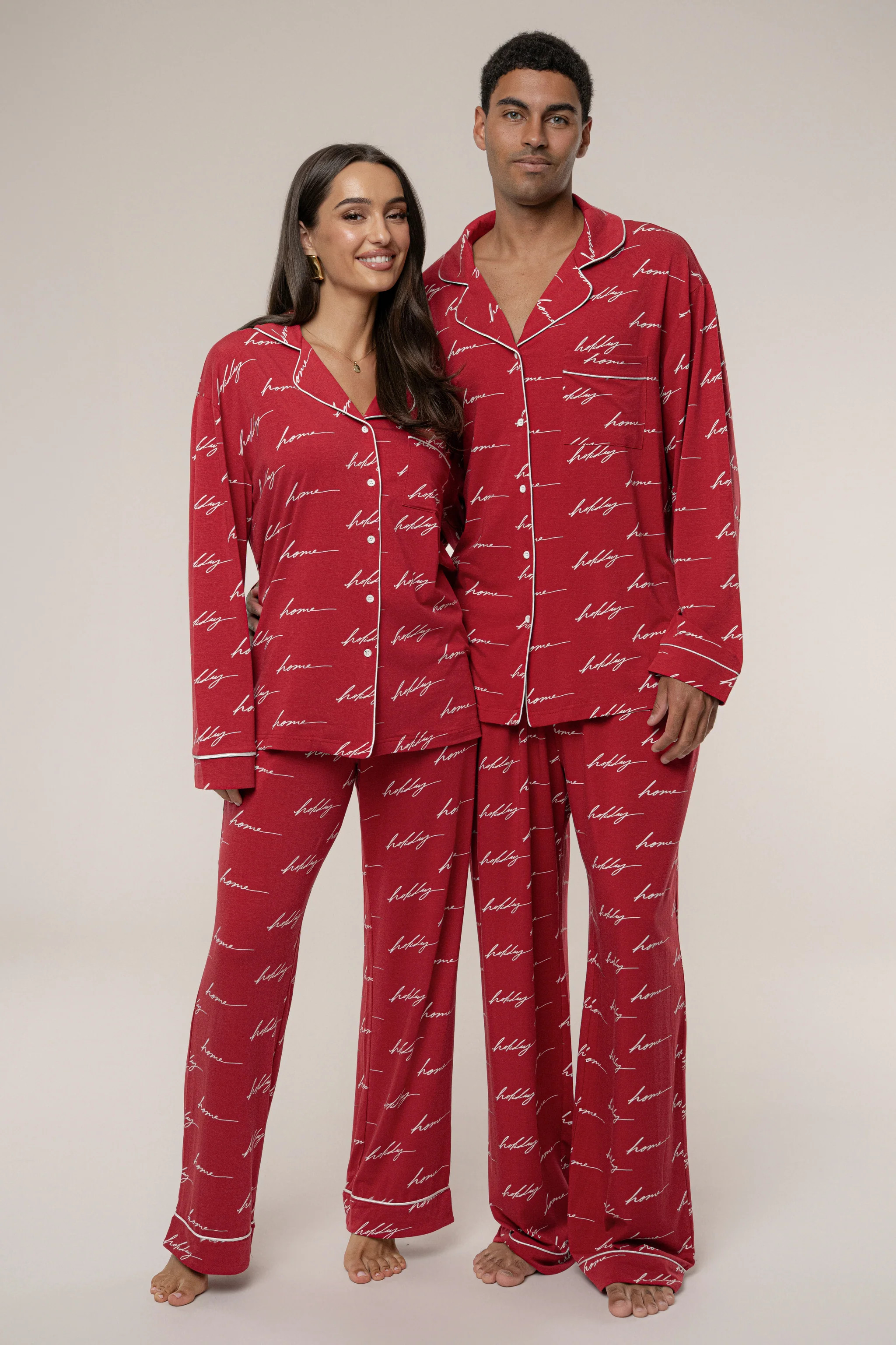 Merry Red Home For The Holidays Adult Pajama Set | JLUXLABEL