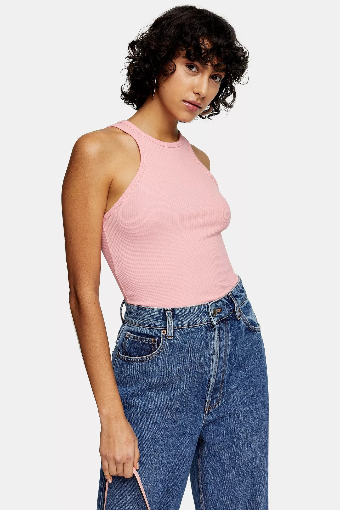 Pink Ribbed Racer Vest | Topshop UK