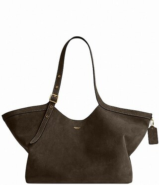 Suede Gramercy Buckle Detail Oversized Slouchy Tote Bag | Dillard's