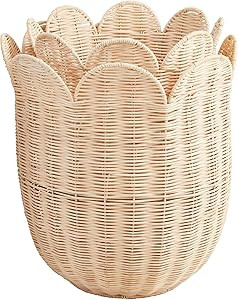 Mud Pie Scallop Rattan Baskets; Small 12" X 11" Dia | Large 13" X 14" Dia | Amazon (US)