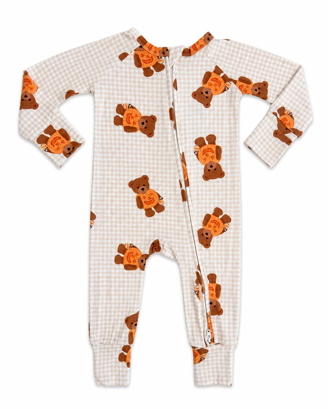 Gingham Little Boo Bear Zipper Romper | Bamboo Baby Pajamas | In My Jammers | In My Jammers