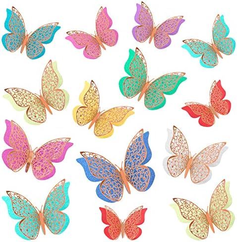 SAOROPEB 3D Butterfly Wall Decor, 24 Pcs Butterfly Decorations Double Layers Wall Stickers for Pa... | Amazon (US)