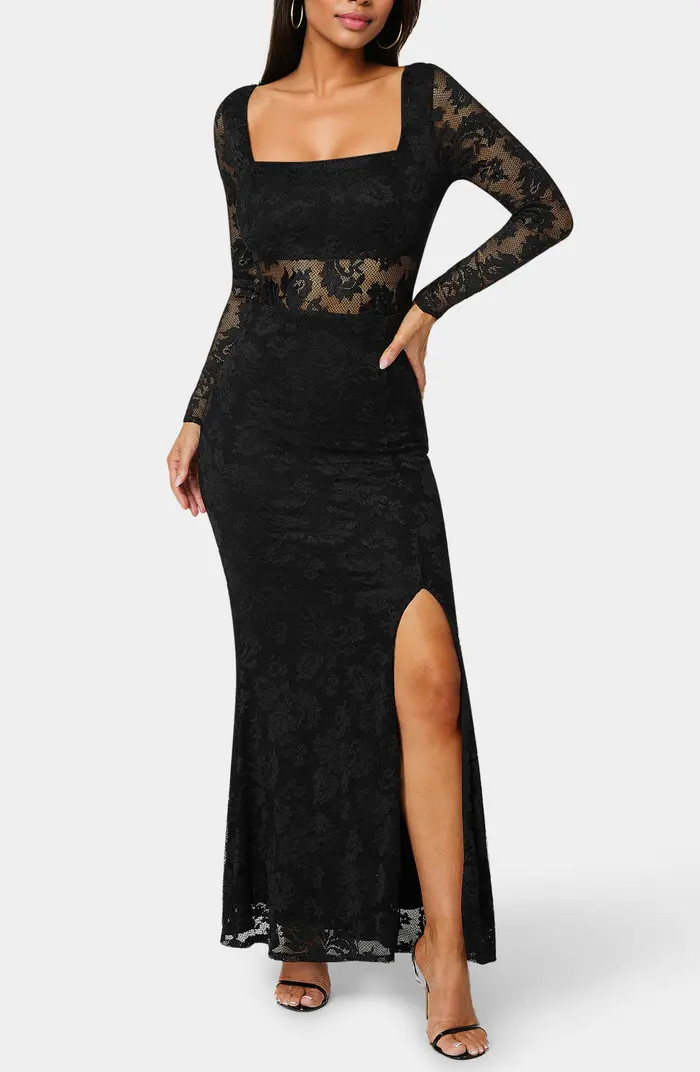 bebe Illusion Panel Long Sleeve Lace Maxi Dress | Nordstromrack | Nordstrom Rack