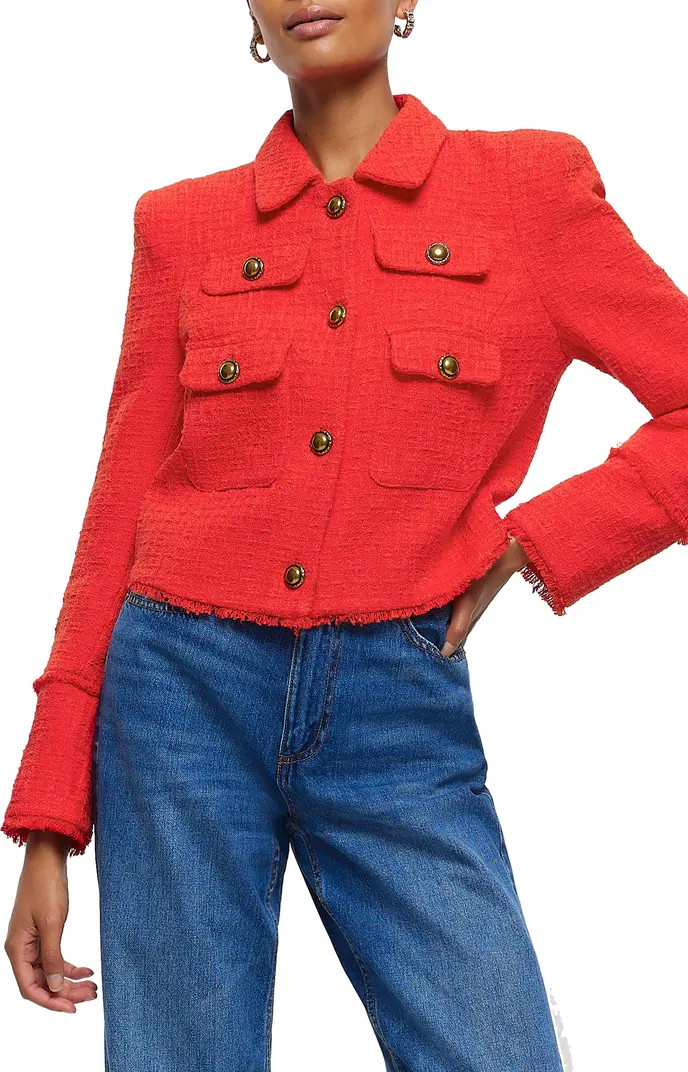 River Island Trophy Bouclé Blazer | Nordstrom | Nordstrom