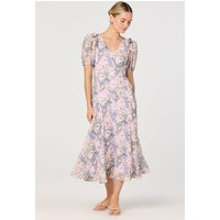ASTR the Label | Jessenia Floral Puff Sleeve Midi Dress in Lilac floral | Size XS | ASTR The Label (US)
