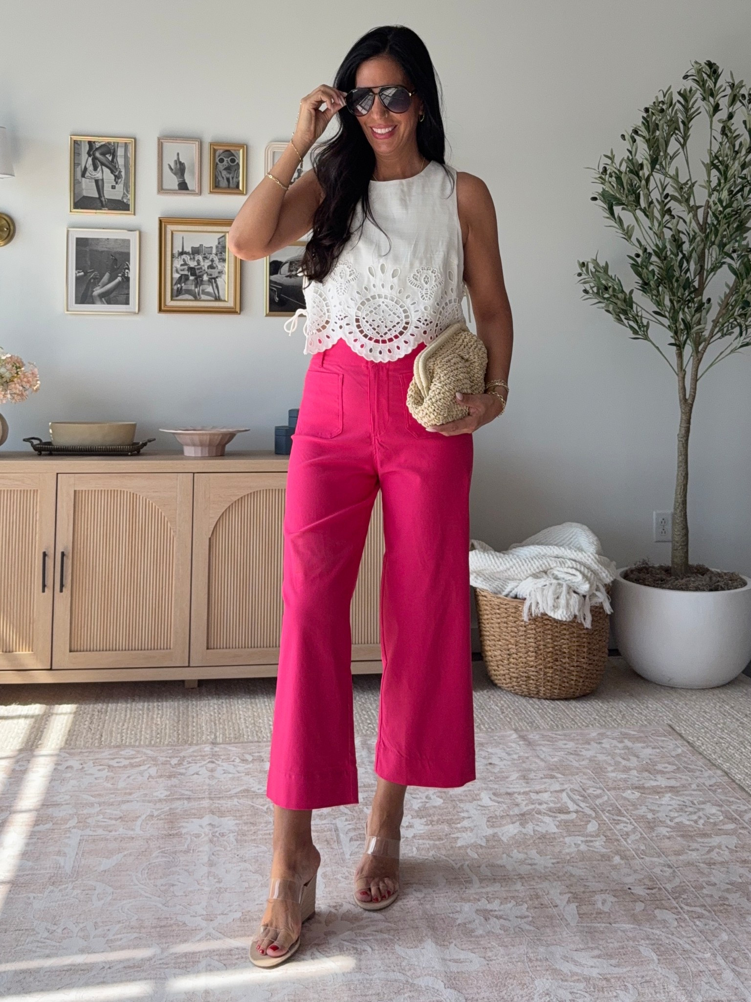 The perfect summer crochet double lined top for the summer 
Top- small 
Anthro look for less pants- size 27 
Denim- size 27 long 

#LTKU #LTKSaleAlert #LTKFindsUnder50

#LTKOver40 #LTKShoeCrush #LTKSeasonal