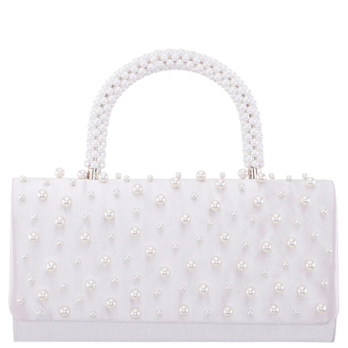 Womens Gaia Beige Satin/Plastic Pearl Handle Satchel | Nina Shoes | Nina Shoes