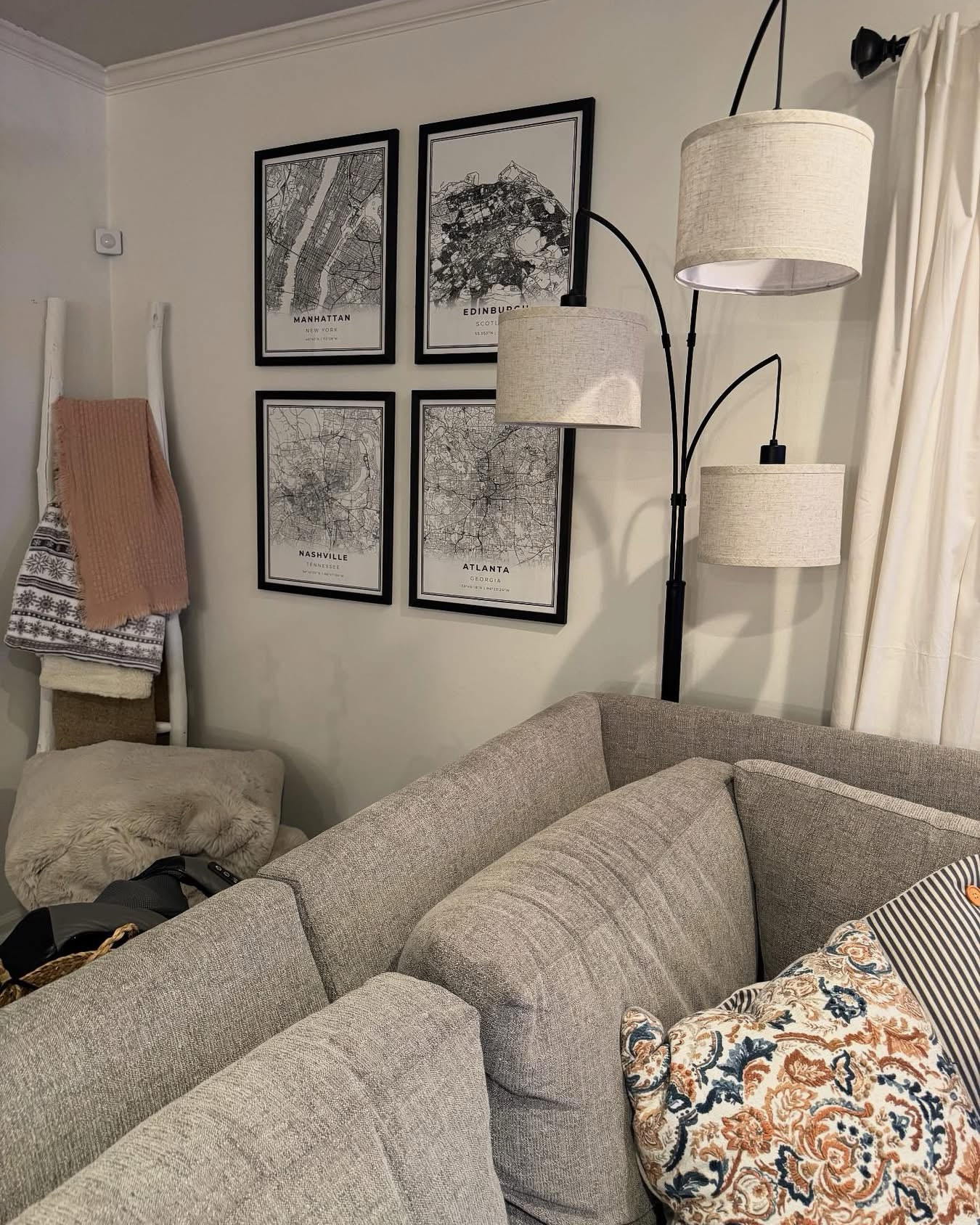 Same art. Same pillows. Same lamp.
Two cities.

I packed up my New York apartment recently. I shipped home some of my favorite things to put in my Nashville apartment.

The pillows were my first purchase from the HomeGoods on the Upper West Side in October 2023 on a Sunday afternoon after church. So I brought them home to Nashville- I’ll never forget how important they were in making me feel at home.

The prints from Amazon of the four cities I’ve called home- Atlanta, Nashville, Edinburgh, New York City. They fit perfectly on a wall that I’ve never found the right piece for in the 7 years I’ve owned this condo. But they are right, like they were always meant to be there. They were.

(The first pic is Nashville with the grey couch, the second pic is New York with the brown chair.)

The lamp- I did not ship home. Just bought it again from Amazon. 😂

I’m home in Nashville again, no longer a dual citizen between two cities. The time was right- for my heart, for my church life, for my relationships, for my co-workers, for my bank account. 😂

Will I ever live in New York again? I don’t know.
Is my New York life done? I don’t know.
I so deeply love that city and my friends there and my church there. I’ll be back.
When? I don’t know.

It’s been two of the best years of my life, living between these cities. And now, I’m integrating those lives- bringing my wall art and life lessons and throw pillows and hopes into one life, one city, one undivided heart.

A bigger heart. A stronger heart. A heart forever changed by New York City. 🤎

#LTKSeasonal #LTKHome #LTKNYFW