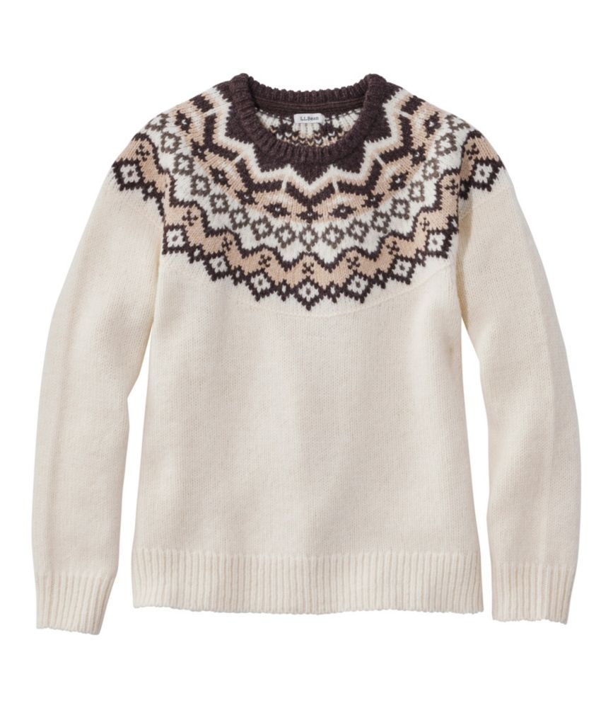 Women's Classic Ragg Wool Sweater, Crewneck Fair Isle Cream Fair Isle 3X, Wool Lambswool L.L.Bean | L.L. Bean