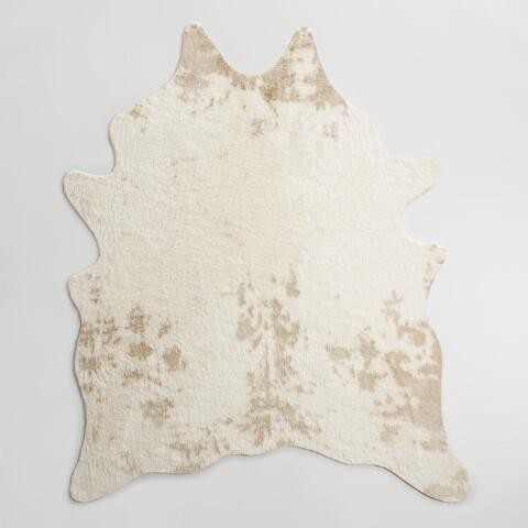 Ivory Printed Faux Cowhide Area Rug | World Market