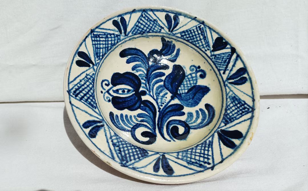 Vintage Transylvania 20th Century Earthenware Korond Peasant Blue Plate - Etsy | Etsy (US)