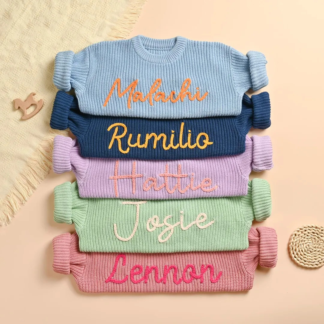 Hand Embroidery Name Sweater, Custom Toddler/baby Sweater, Knit Sweater, Baby Girls Jumper, Gifts... | Etsy (US)