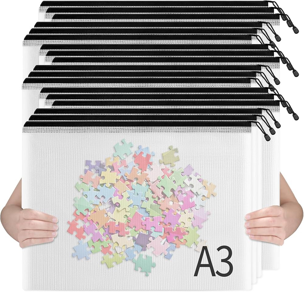 SUNEE 18pcs Plastic Mesh Zipper Pouch, A3, Extra Large, 16x11 in, Water-Resistant Zip Bag for Sch... | Amazon (US)