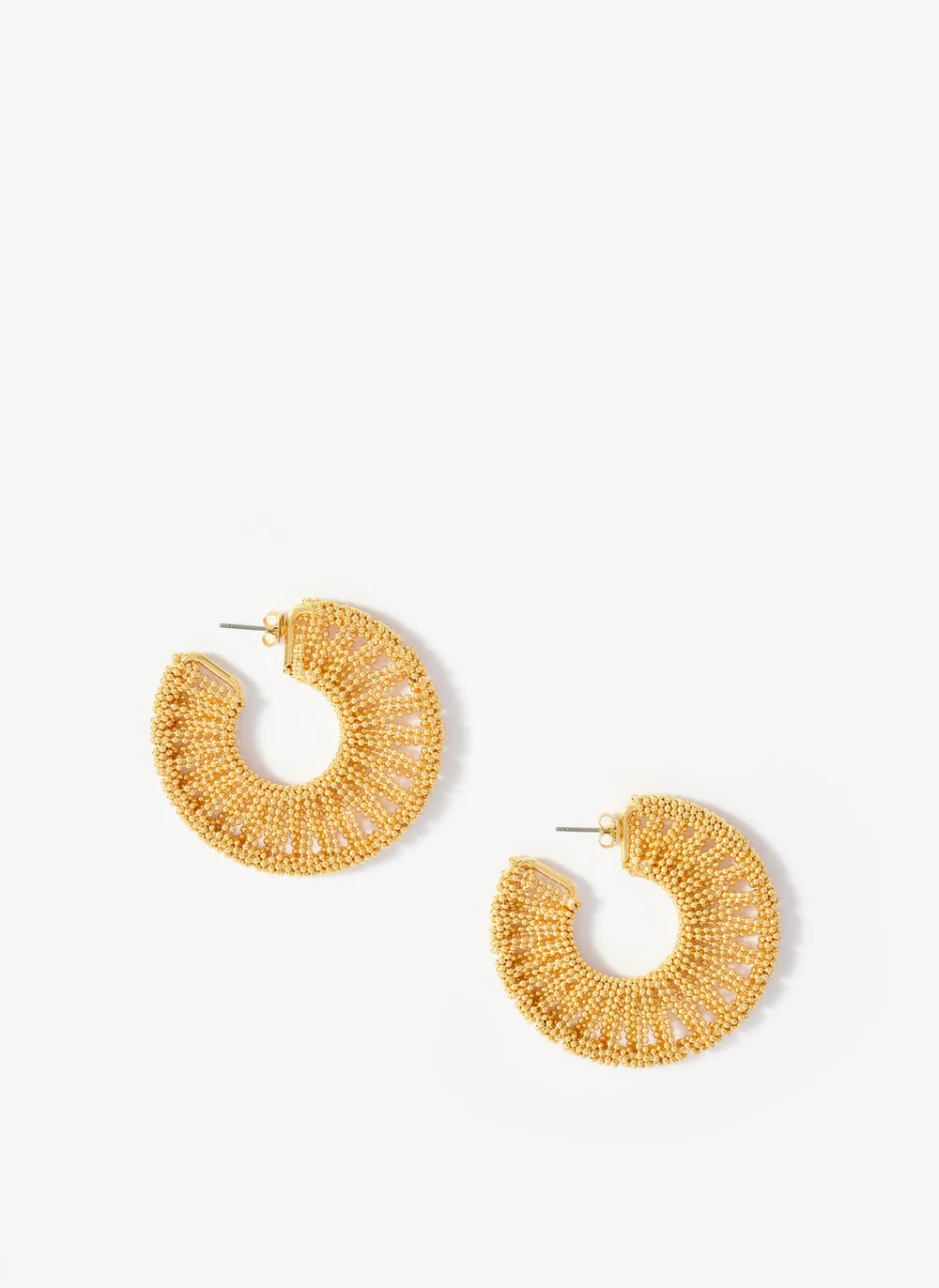 Gold Tone Beaded Hoop Earrings | Mint Velvet