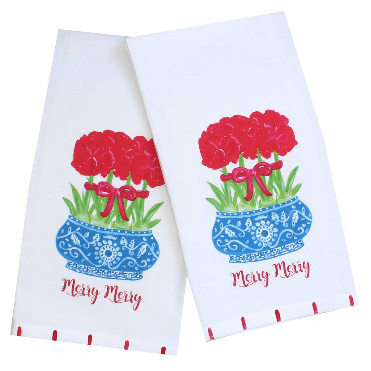 Amaryllis Chinoiserie Holiday Tea Towel | Lemondaisy Design