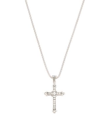 Made In Bali Sterling Silver Dotted Cross Necklace | TJ Maxx