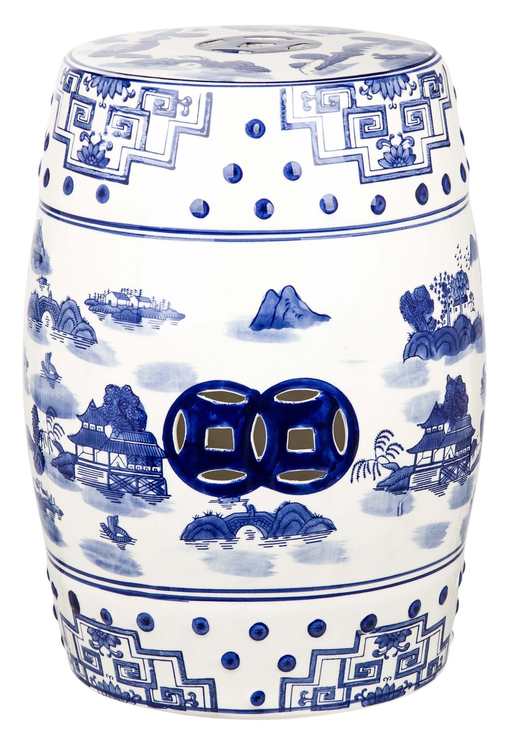 Safavieh Gateless Mist Chinoiserie Indoor/Outdoor Garden Stool, Blue - Walmart.com | Walmart (US)