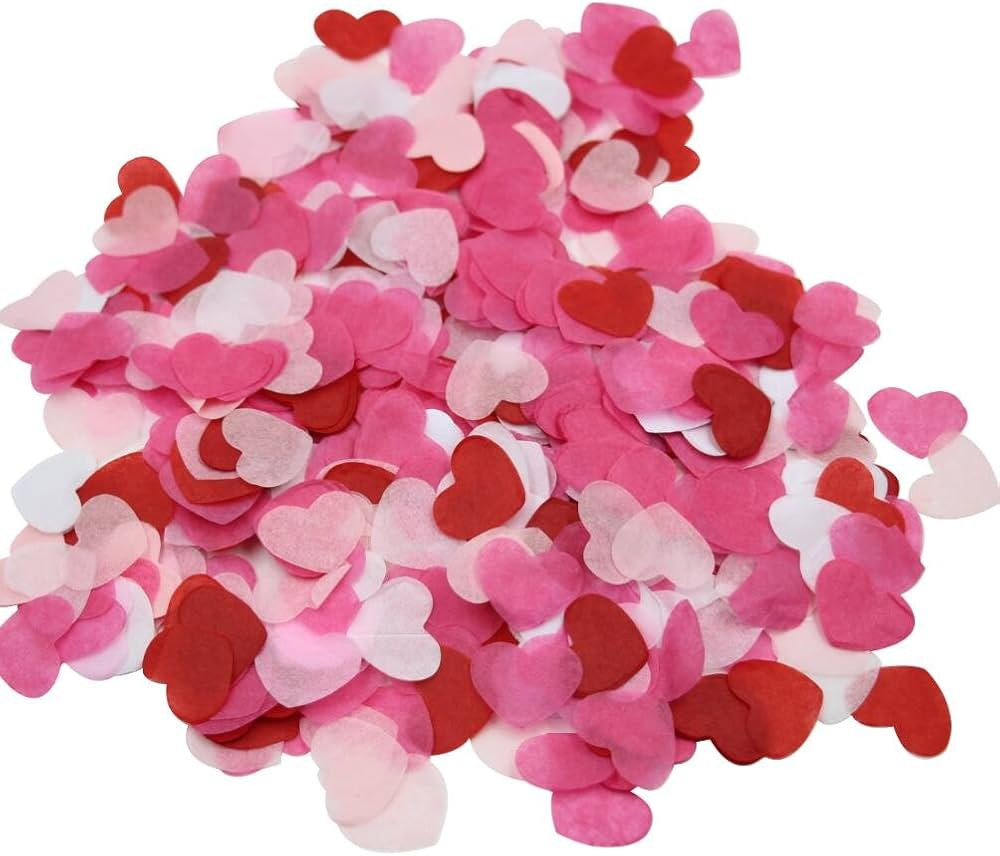 1 Inch White Pinks Red Tissue Paper Heart Confetti Wedding Reception Decoration Table Scatter Pac... | Amazon (US)