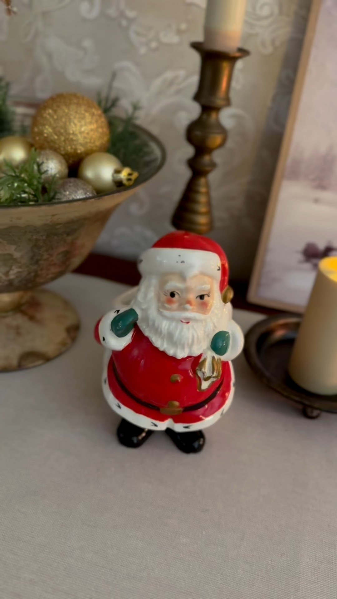 Traditional Christmas decor, vintage Santa, entryway table decor, Christmas decorations, Luminara candles 

#LTKSaleAlert #LTKHoliday #LTKHome