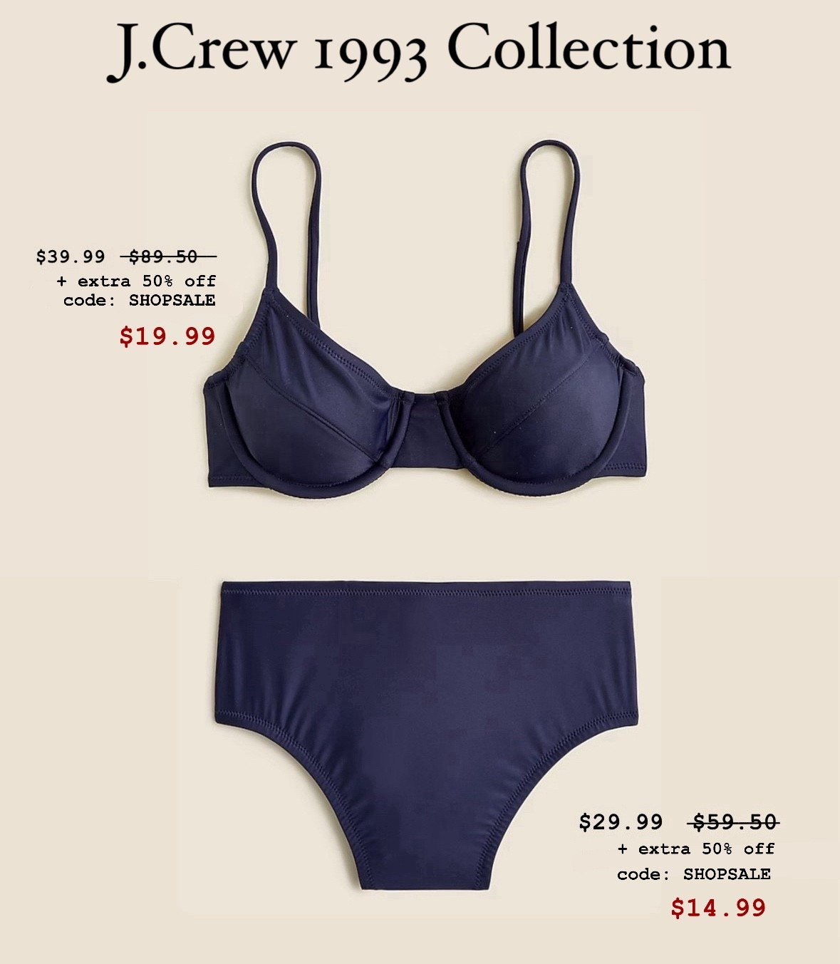 Favorite Jcrew Swimsuit is on sale! 

Sizing: Top fits TTS and bottoms fit slightly oversized. If youre between sizes, size down.

For reference, I have a 34B in the top and a small in the bottoms 

#LTKSwim #LTKSaleAlert #LTKStyleTip