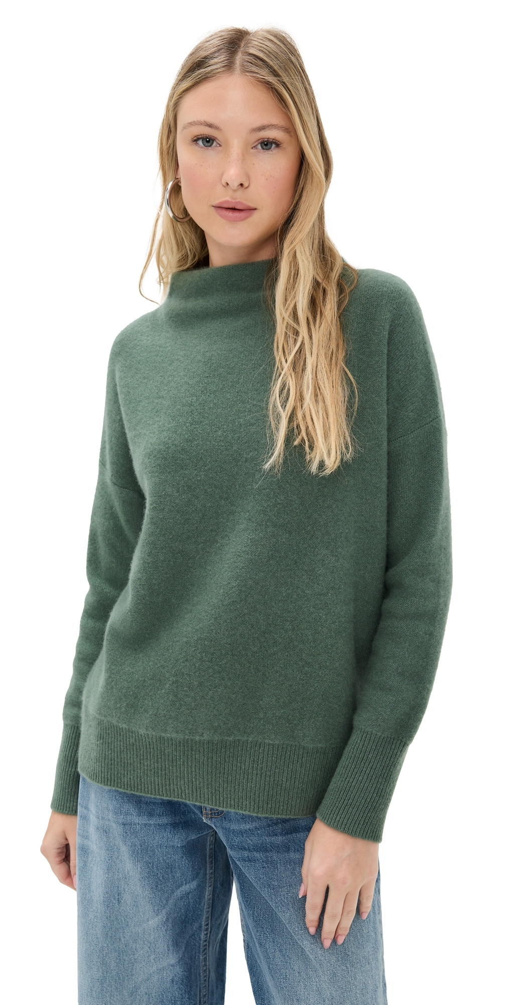 Vince Boiled Funnel Neck Cashmere Pullover Deep Patina L | Shopbop