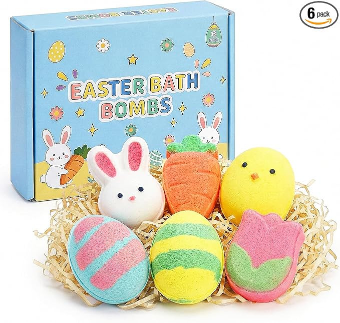 Bath Bombs for Kids, Easter Basket Stuffers Gift for Girls Boys, 6Pcs Natural Organic Egg Bunny C... | Amazon (US)