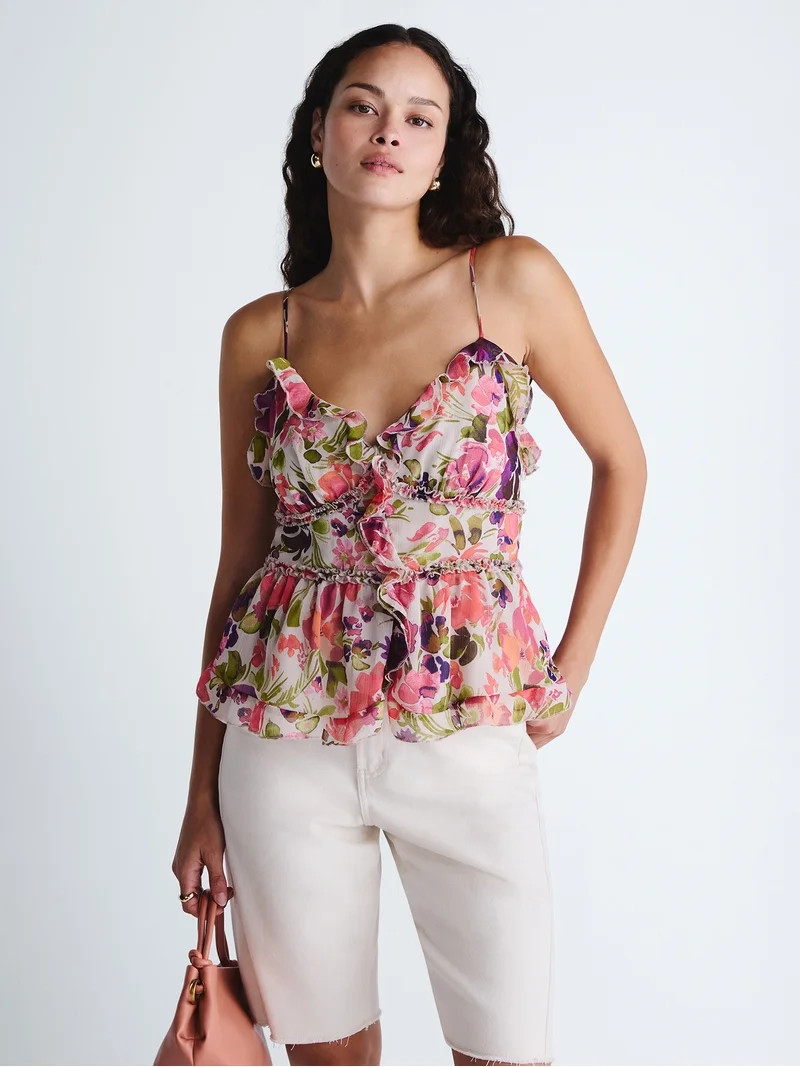 Scoop Women's and Women's Plus Ruffle Camisole Tank Top, Sizes XS-4X | Walmart (US)