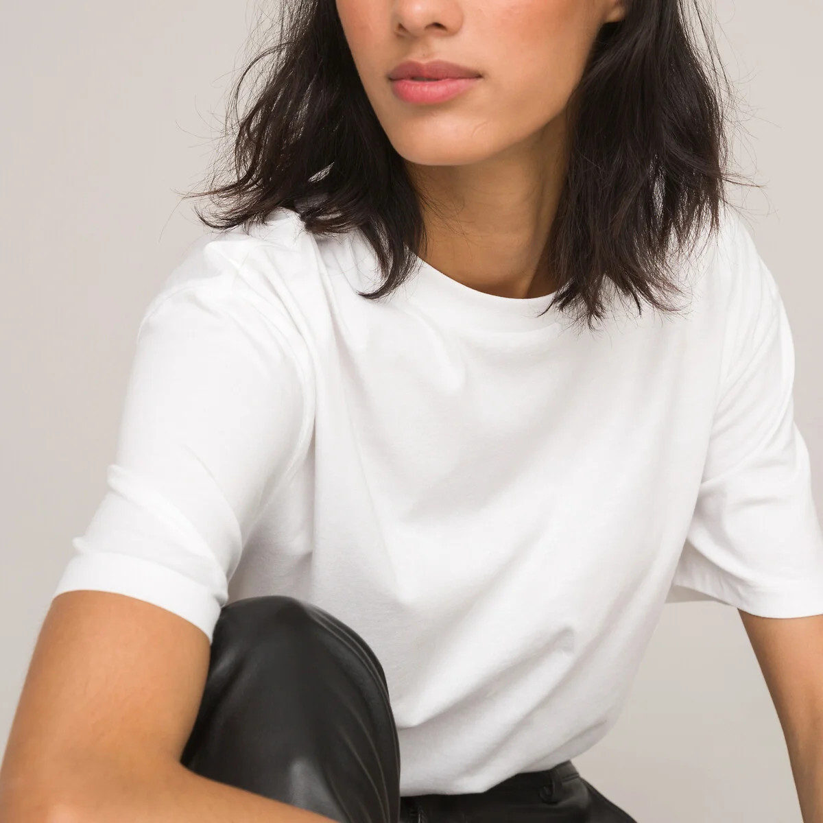 Organic Cotton T-Shirt with Crew Neck and Short Sleeves | La Redoute (UK)