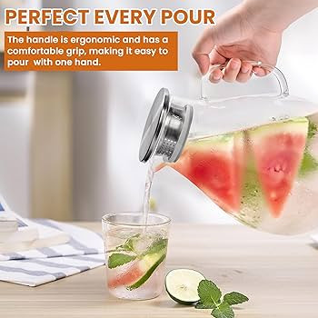 SUSTEAS 3 Litre 101oz Glass Pitcher Jar with Lid and Nozzle, 3.17Quart Cold/Hot Water Glass Water... | Amazon (US)