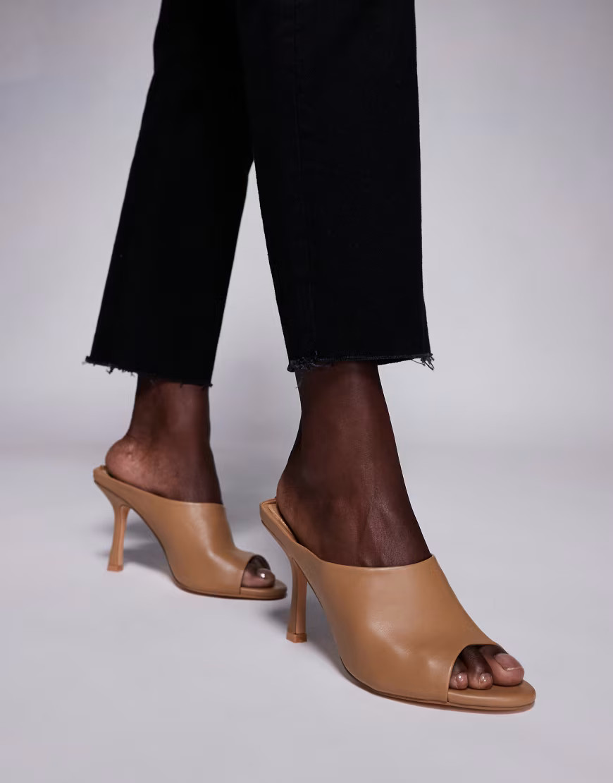 Public Desire Sriach mule heel sandals in toffee-Brown | ASOS (Global)