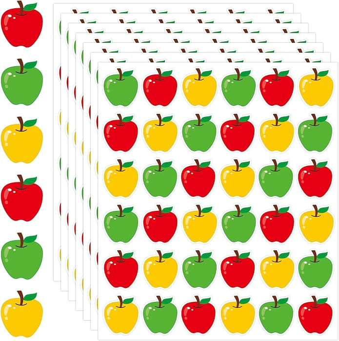 576Pcs Apple Stickers for Kids, Colorful Mini Classroom Rewards | Amazon (US)
