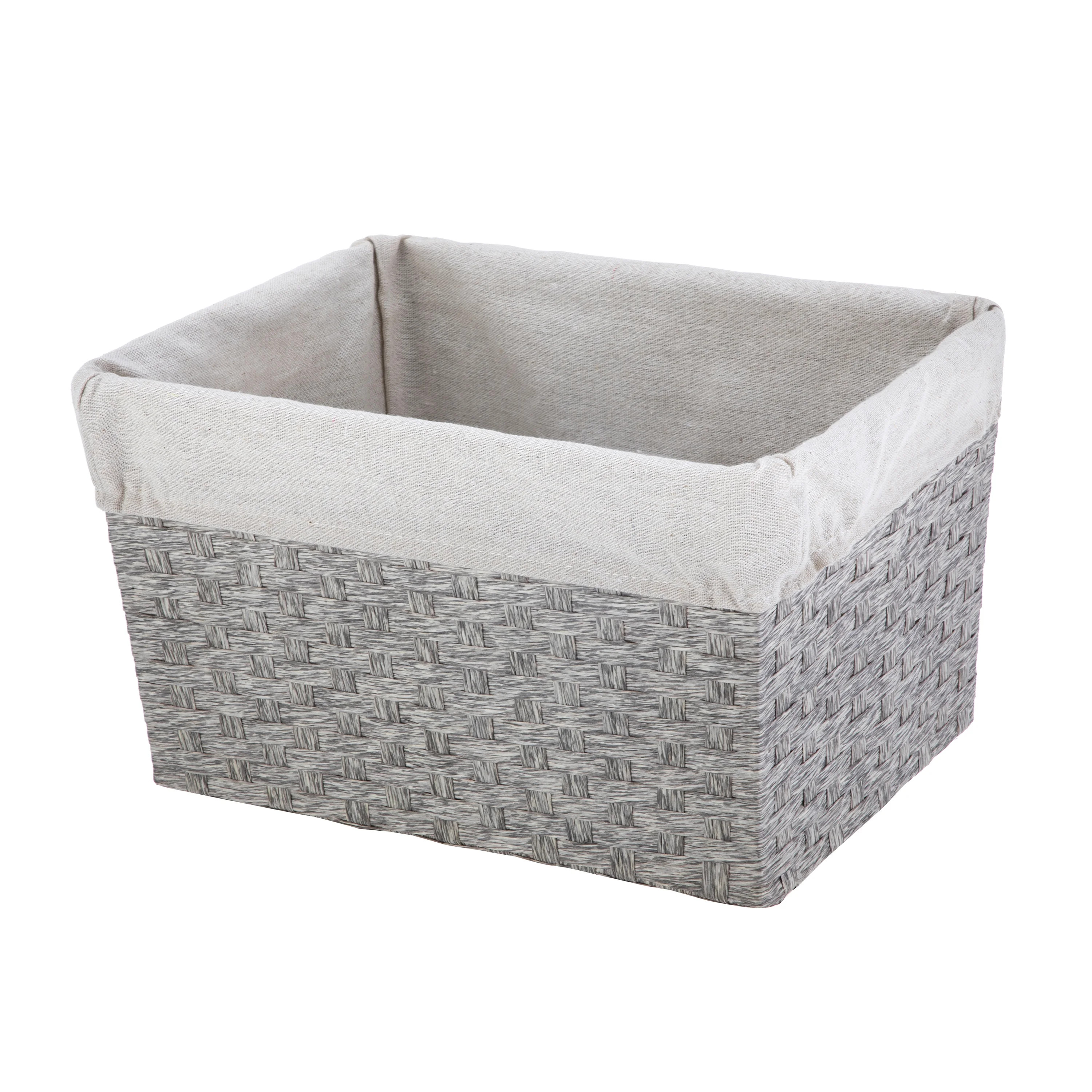Mainstays Gray Paper Rope Medium Storage Basket with Liner and Handles - Walmart.com | Walmart (US)