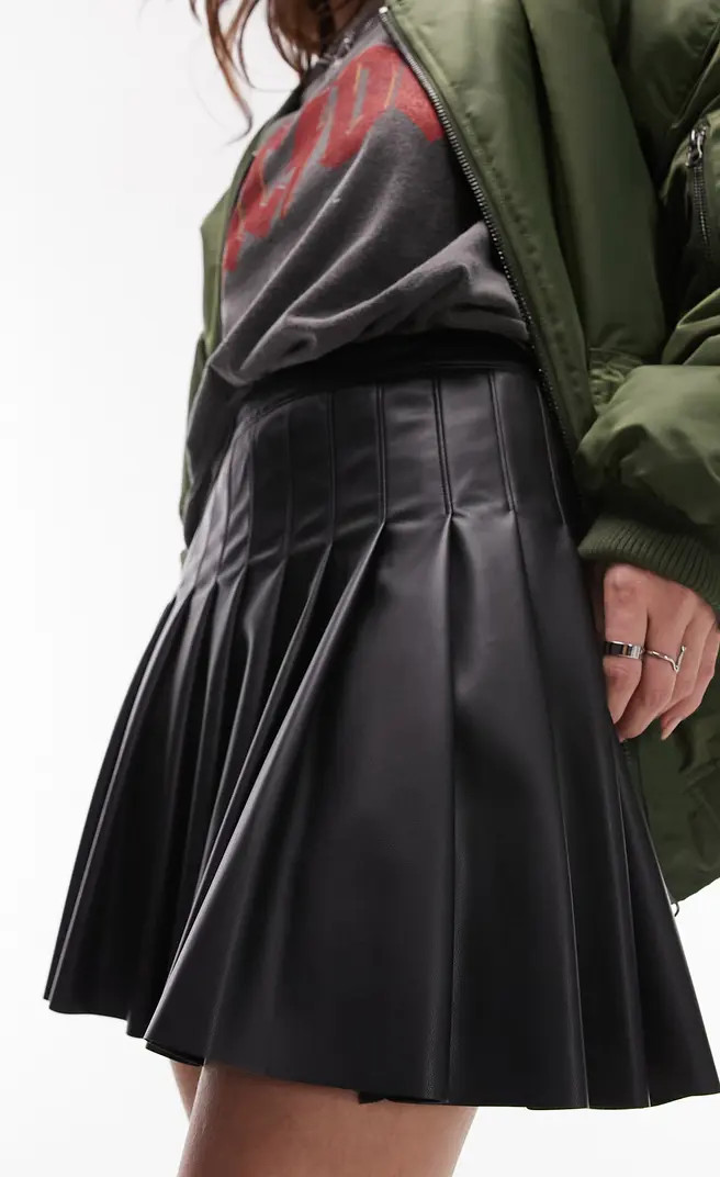 Pleated Faux Leather Miniskirt | Nordstrom