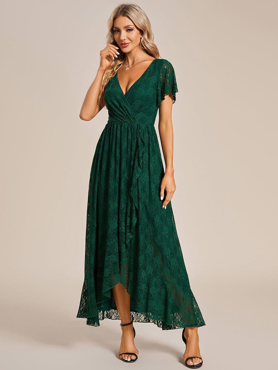 ever ELISE|Pleated V-Neck Lace Formal Evening Dress | Ever Pretty Garment Inc