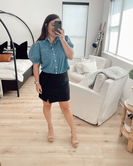 Lauren in a medium top and large skirt for petite workwear from Amazon - could have sized down to small top.

#LTKunder50 #LTKSeasonal #LTKworkwear