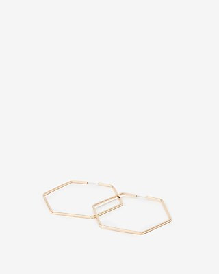 Metal Hexagon Hoop Earrings | Express