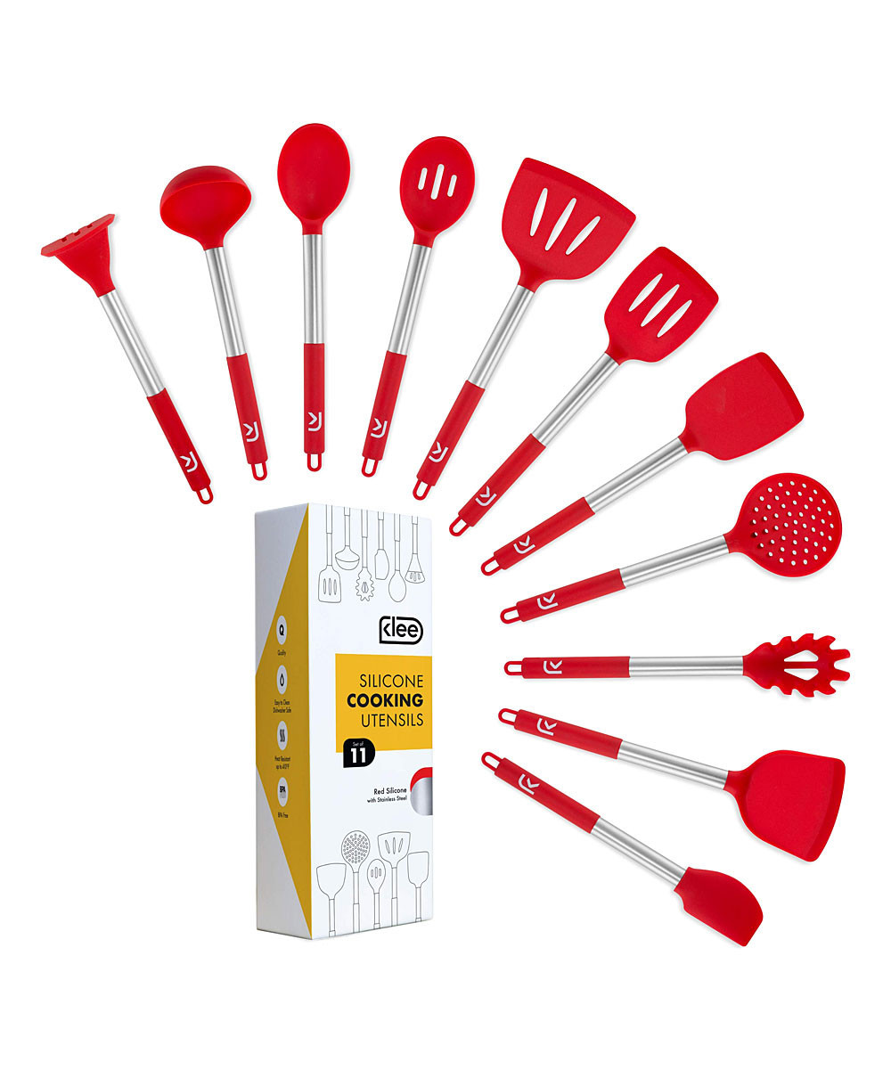 Klee Products Serving Utensils Red - Red Stainless Steel Cooking Utensil Set | Zulily