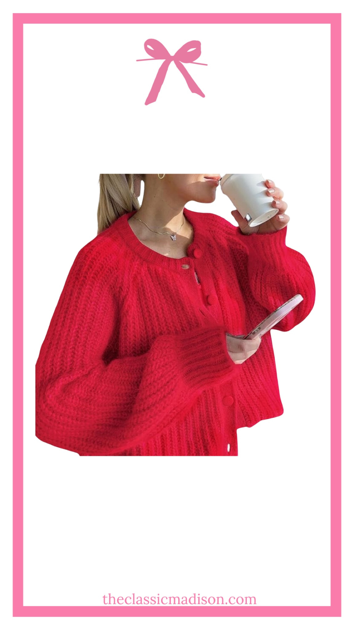 Red cable cardigan 