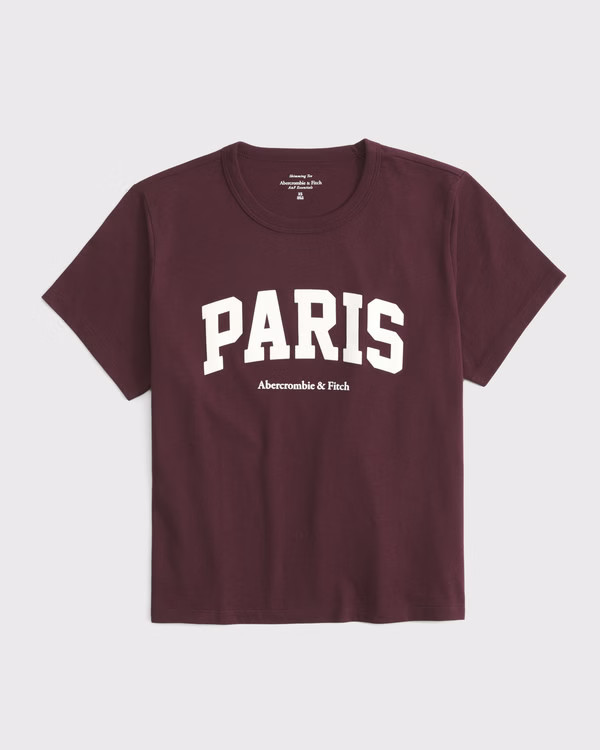 Short-Sleeve Paris Graphic Skimming Tee | Abercrombie & Fitch (UK)