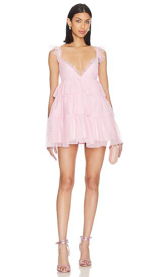 Arabela Ruffle Mini Dress in Baby Pink | Revolve Clothing (Global)