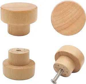 Bmgop 16PCS Wood Knobs Flat Top Round Cabinet Knobs 1.39"(35mm) Natural Wooden Furniture Drawer K... | Amazon (US)