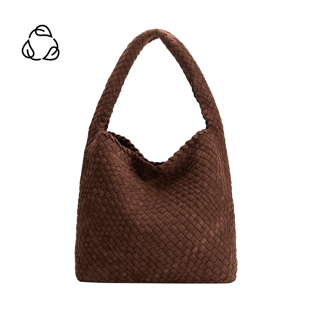 Tobacco Johanna Large Recycled Vegan Suede Shoulder Bag | Melie Bianco | Melie Bianco