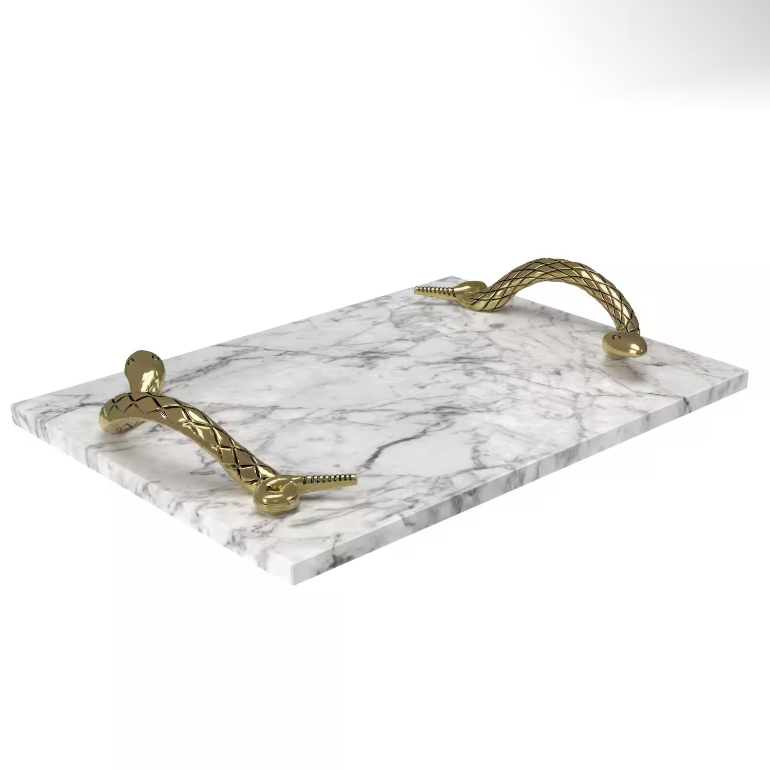 Manhattan Lane - Mamba White Marble Decorative Serving Tray with Brass Snake Handles - White, Brass | Best Buy U.S.
