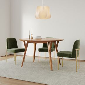 Mid-Century Round Extendable Dining Table & Chairs Set | West Elm (US)