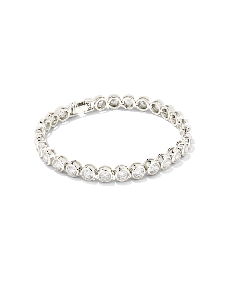 Carmen Bright Silver Tennis Bracelet in White Crystal | Kendra Scott