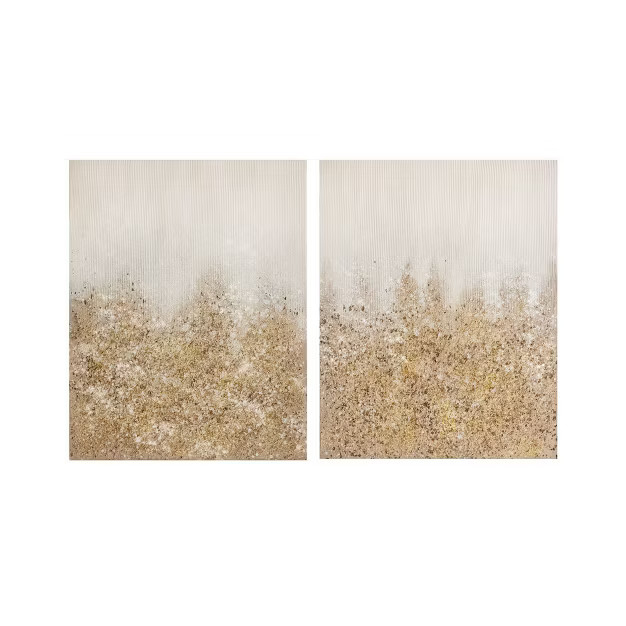(Set of 2) 22" x 28" Glimmer Hand Brush Embellished Canvas Gold | Target